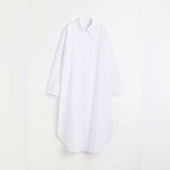 H&M extra long white button up shirt - Picture 2 of 4